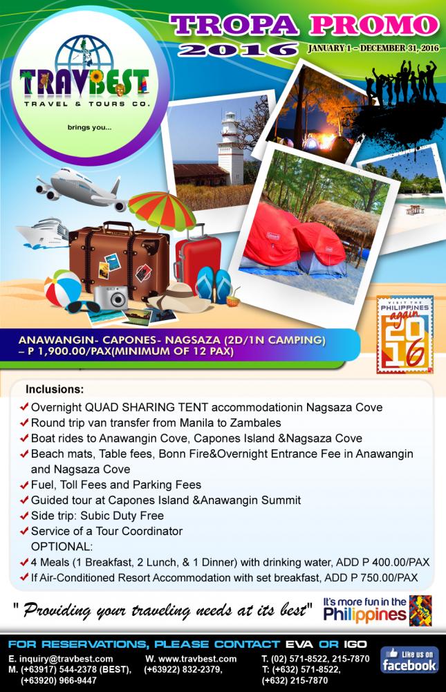 Anawangin-Capones-Nagsaza (2D/1N) for P 1,900.00/pax